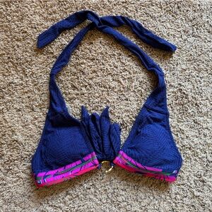 ✨ Trina Turk Textured Halter Bikini Top – Ring Detail – Resort Swim ✨